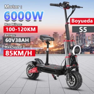 S5 Electric Scooter 6000W Motor 60V38AH Battery 11 Inch Adult Off-road EScooters 85km/h Double Drive Version E-Scooter