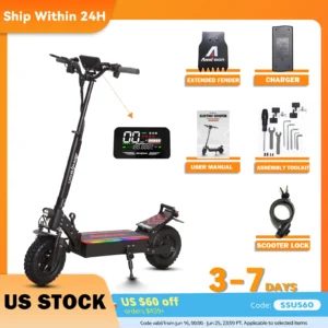 Q30 Adult Electric Scooter 2500W Motor Top Speed 30MPH, 48V16AH, 11 Inch Off-Road Tires Sport Commuter Folding EScooter