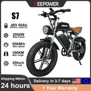 Deepower Electric Bike 2000W 48V 60AH 20Inch Fat Tire Mountain Ebike for Adults Disc Brake Off-Road Adventure Electric Bicycle