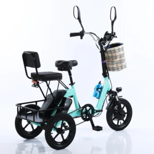 14 Inches 48V 350W Handicapped Transportation Electric Vehicle Cycle Tricycle 3 Wheels Small Folding For Adults Elderly
