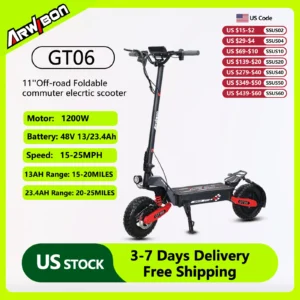 1200W Adult Folding Electric Scooter, Speed ​​Up to 25MPH, 48V13AH/23.4AH, 11 Inch Tires, US depot, Factory direct