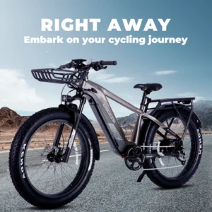 750W off-road electric bicycle 52V 17Ah 26 inch 4.0 fat tire with USB port and Bluetooth APP LCD screen 9-speed