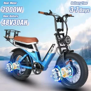 Baolujie DP2033 Electric Bicycle 2000W Dual Motor 48V30AH Lithium Battery E-bike 20*4 Inch Fat Tire Mountain Cargo Electric Bike