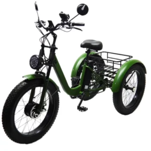 24 Inch 3 Wheel Fat Tire Electric Cargo Bike Mountain For Men 48v 750w Powerful Electric Tricycle For Adults Removable Battery